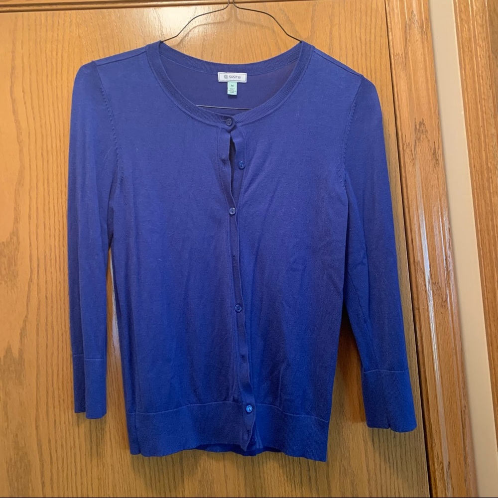 Royal blue cardigan sweater